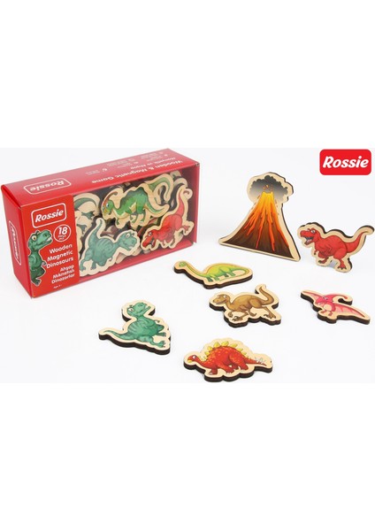 Rossie Mıknatıslı Ahşap Dinozorlar