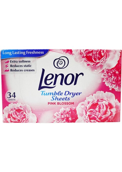 Pembe Çiçek Kokulu Çamaşır Kurutma Makinesi Kokulandırıcı ve Yumuşatıcı Kağıt 34 Yaprak