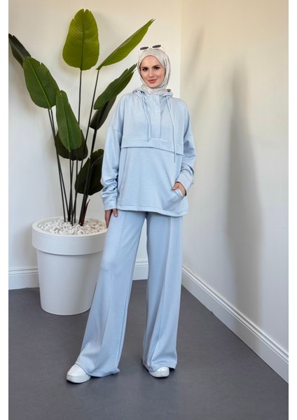 Liora Yaka Patlı Pantolon Takım Bebe Mavisi fiyatları