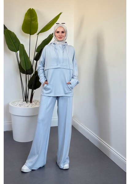 Liora Yaka Patlı Pantolon Takım Bebe Mavisi modelleri