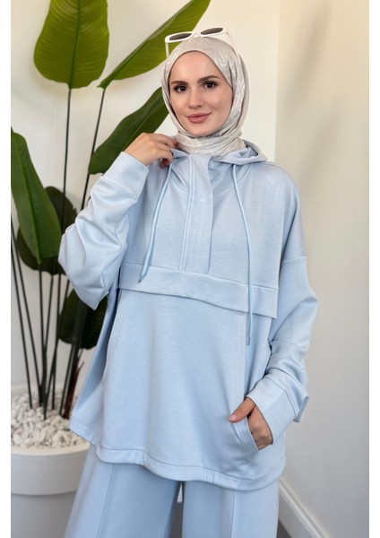 Liora Yaka Patlı Pantolon Takım Bebe Mavisi fırsatları