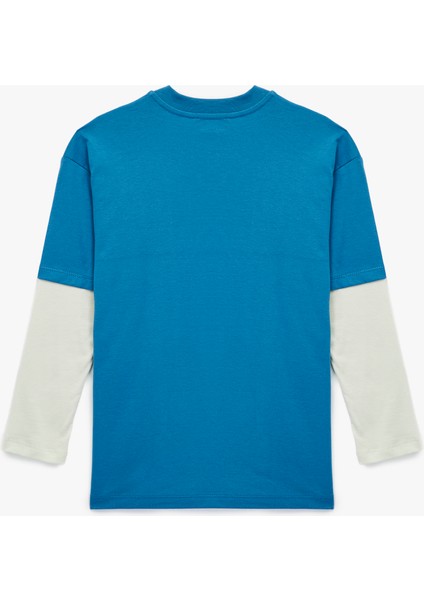 Baskılı Uzun Kollu Bisiklet Yaka Pamuklu Tişört fiyatları