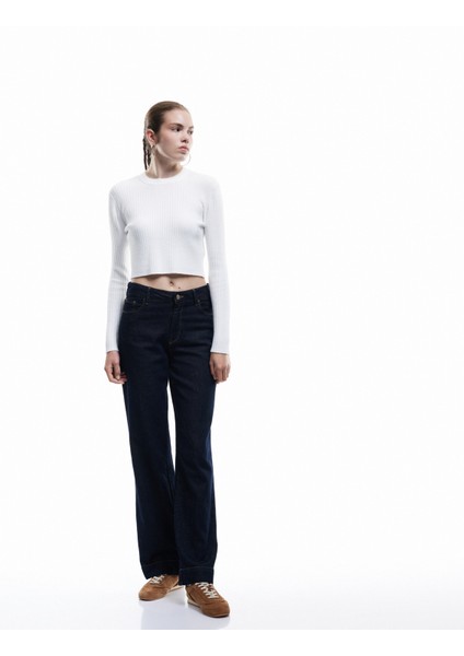 Uzun Kollu Bisiklet Yaka Triko Crop Kazak fiyatları