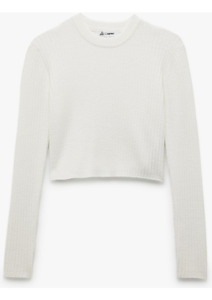 Uzun Kollu Bisiklet Yaka Triko Crop Kazak modelleri