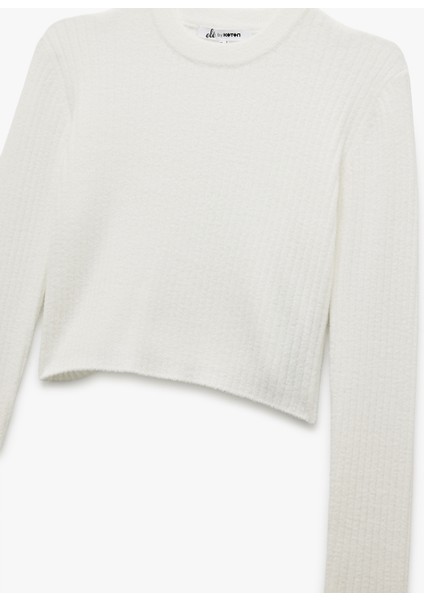 Uzun Kollu Bisiklet Yaka Triko Crop Kazak indirimleri