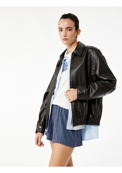 Slim Fit Beli Lastikli Dokulu Mini Şort