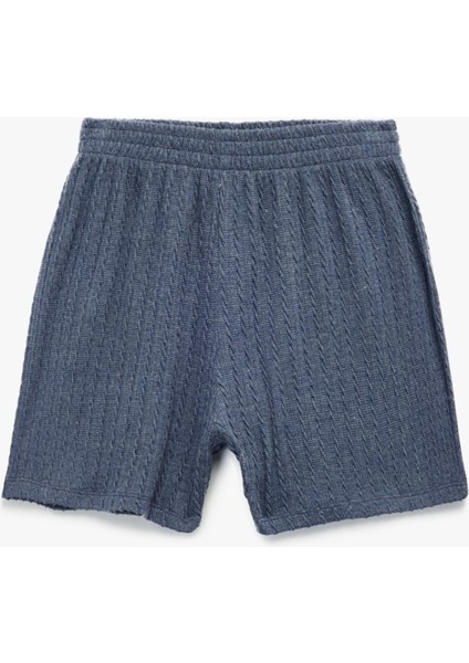 Slim Fit Beli Lastikli Dokulu Mini Şort modelleri