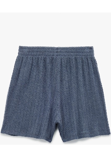 Slim Fit Beli Lastikli Dokulu Mini Şort fırsatları