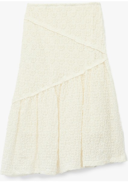 Dantel Detaylı Beli Lastikli Volanlı Midi Etek fiyatları