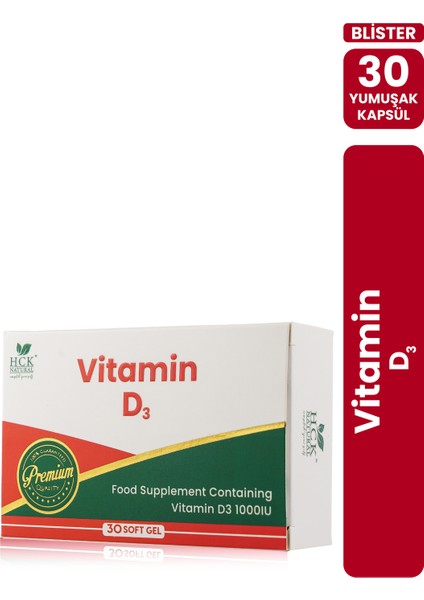 Vitamin D3 Içeren Takviye Edici Gıda 30 Yumuşak Kapsül Blister