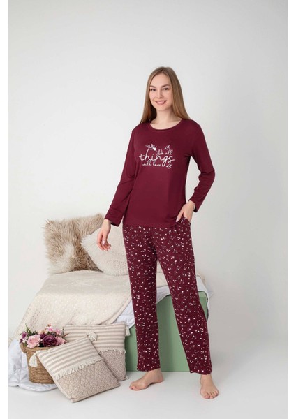 Kadın Bisiklet Yaka Düğmesiz Dökümlü Viskon Mevsimlik Uzun Kol Cepli Pijama Takımı fırsatları