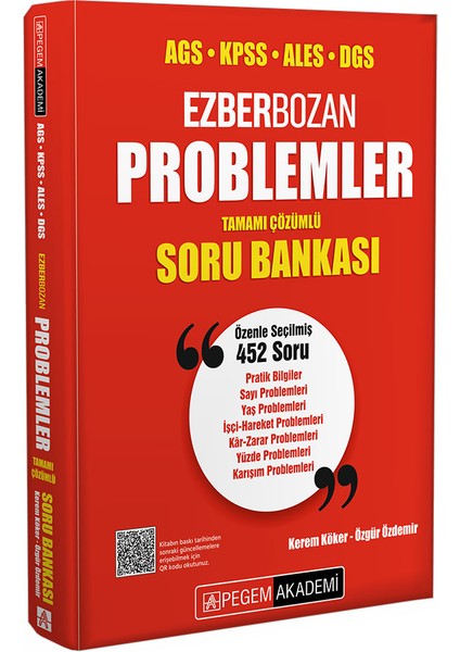 Ezberbozan KPSS ALES DGS Problemler Tamamı Çözümlü Soru Bankası fiyatları