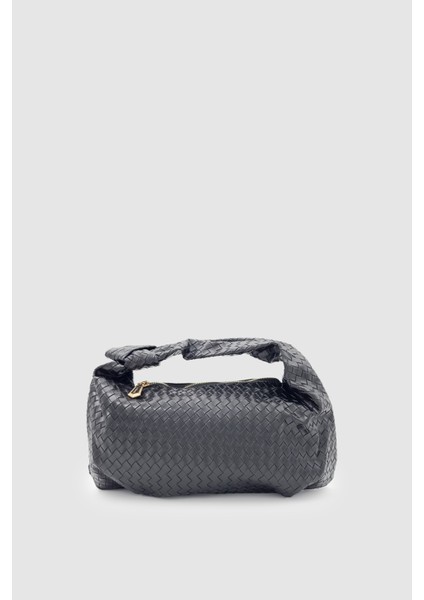 Liora Düğüm Detaylı Örgü Desen El Çantası Siyah