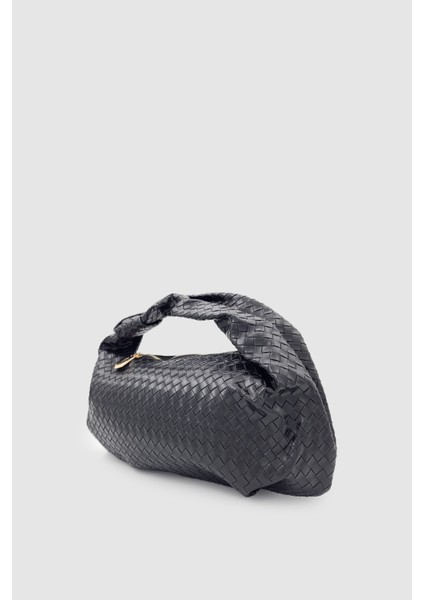 Liora Düğüm Detaylı Örgü Desen El Çantası Siyah modelleri