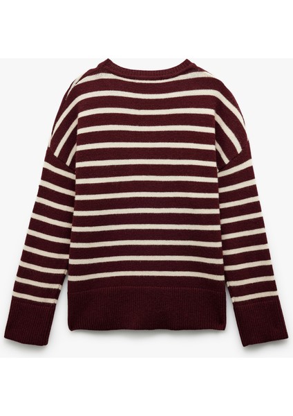 Çizgili Bisiklet Yaka Triko Kazak fırsatları