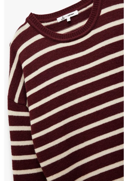 Çizgili Bisiklet Yaka Triko Kazak indirimleri