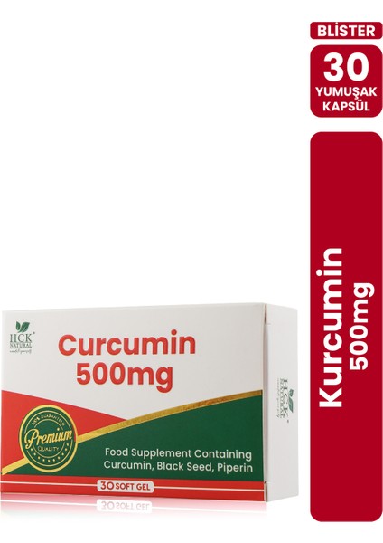 Kurkumin 500MG Içeren Takviye Edici Gıda 30 Yumuşak Kapsül Blister