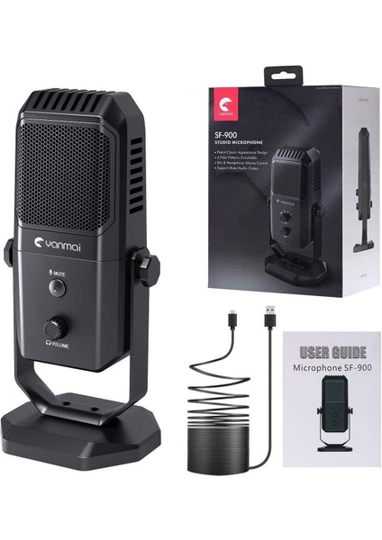 Profesyonel USB Kondansatör Mikrofon – 4 Yönlü Direktif, 20Hz-20KHz Frekans, Kulaklık Çıkışı, Tek Tuş Sessize Alma, Ses Ayarı, 15MM Stand Uyumlu Yanmai SF-900 fiyatları