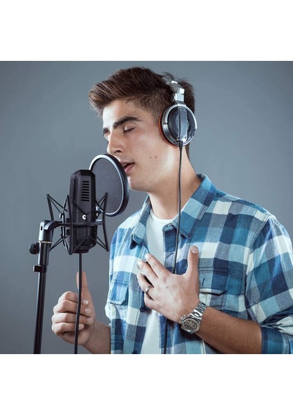 Profesyonel USB Kondansatör Mikrofon – 4 Yönlü Direktif, 20Hz-20KHz Frekans, Kulaklık Çıkışı, Tek Tuş Sessize Alma, Ses Ayarı, 15MM Stand Uyumlu Yanmai SF-900