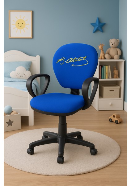 Fenerbahçe Çocuk Çalışma Koltuğu | Atatürk İmzalı Sarı Lacivert Döner ve Tekerlekli Ders Sandalyesi fiyatları