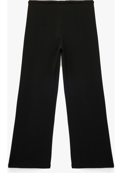 Krep Scuba Kumaş Yüksek Bel Bağcıklı Geniş Paça Pantolon fiyatları