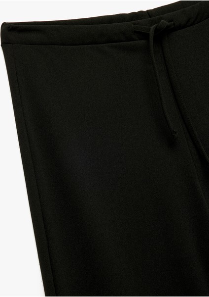 Krep Scuba Kumaş Yüksek Bel Bağcıklı Geniş Paça Pantolon modelleri