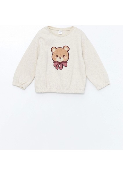 Lcw Kids Bej Bisiklet Yaka Uzun Kollu Nakışlı Kız Çocuk Sweatshirt ve Tayt 2'li Takım fiyatları