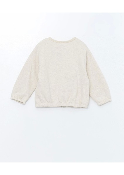 Lcw Kids Bej Bisiklet Yaka Uzun Kollu Nakışlı Kız Çocuk Sweatshirt ve Tayt 2'li Takım modelleri