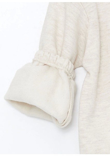 Lcw Kids Bej Bisiklet Yaka Uzun Kollu Nakışlı Kız Çocuk Sweatshirt ve Tayt 2'li Takım