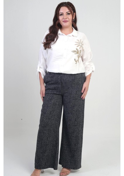 Kadın Beli Lastiki Cepli Karyağdı B.üyük Beden Palazzo Pantolon fiyatları