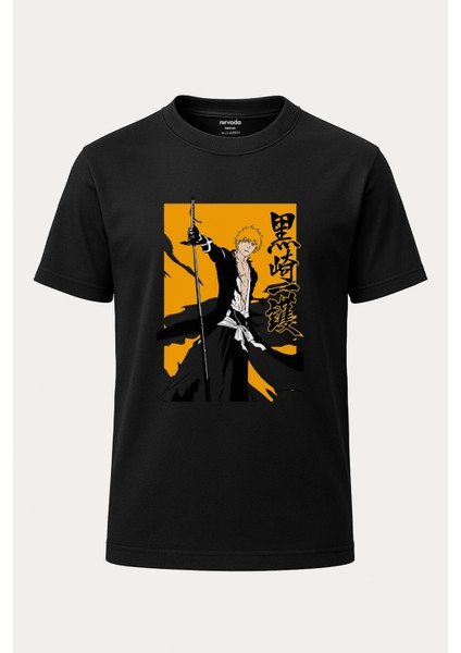 Ichigo Kurosaki Bleach Baskılı Loose Fit Bisiklet Yaka Unisex Tişört Anime Manga