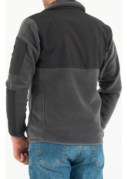 Erkek Füme Slim Fit Anti-Pilling Tüylenme Yapmayan Tam Fermuar Softshell Garnili Polar Sweatshirt indirimleri
