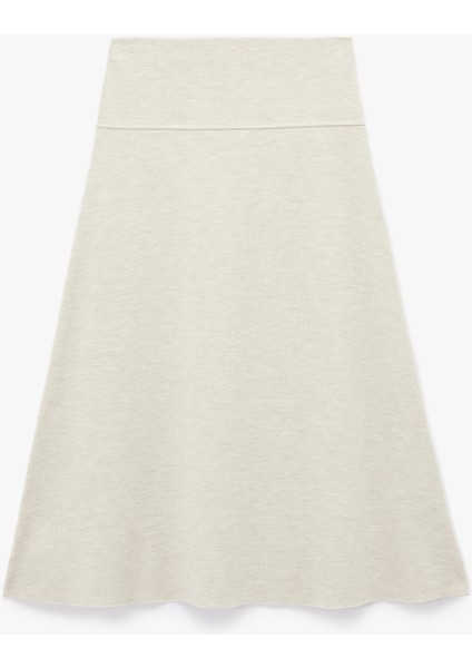 Dikiş Detaylı A Kesim Midi Etek