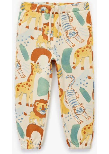 Şardonlu Hayvanlar Baskılı Jogger Eşofman Altı