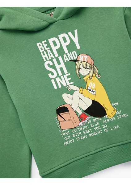 Şardonlu Uzun Kollu Kapşonlu Baskılı Sweatshirt modelleri