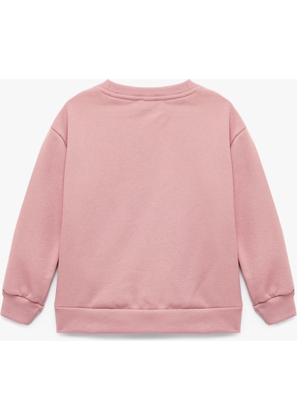 Pamuklu Şardonlu Uzun Kollu Bisiklet Yaka Baskılı Sweatshirt fiyatları