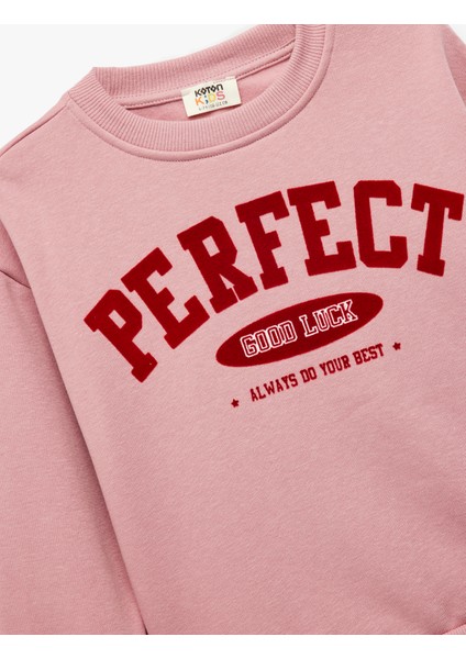 Pamuklu Şardonlu Uzun Kollu Bisiklet Yaka Baskılı Sweatshirt modelleri