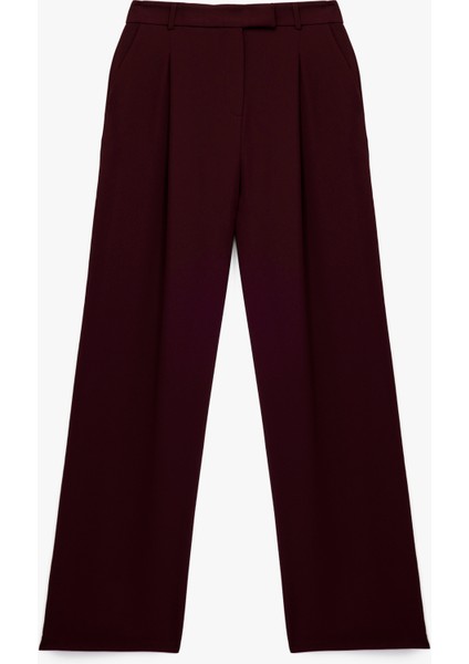 Yüksek Bel Cepli Nervürlü Krep Palazzo Pantolon