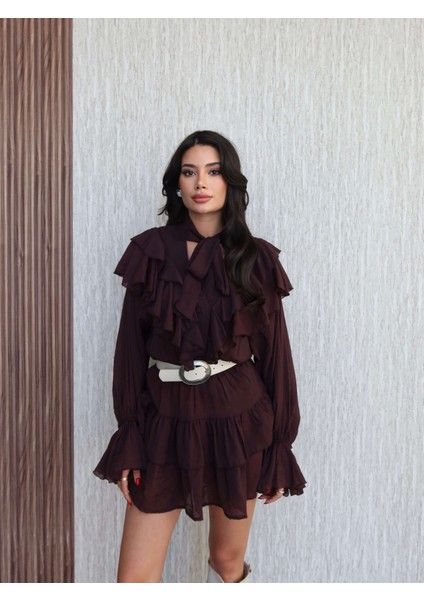 Yaka Fırfır Kat Elbise fırsatları