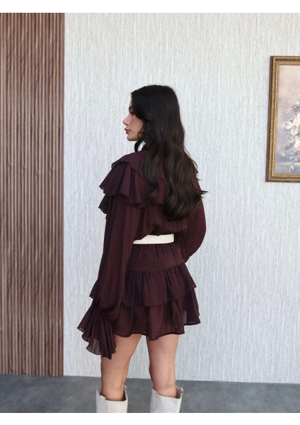 Yaka Fırfır Kat Elbise indirimleri