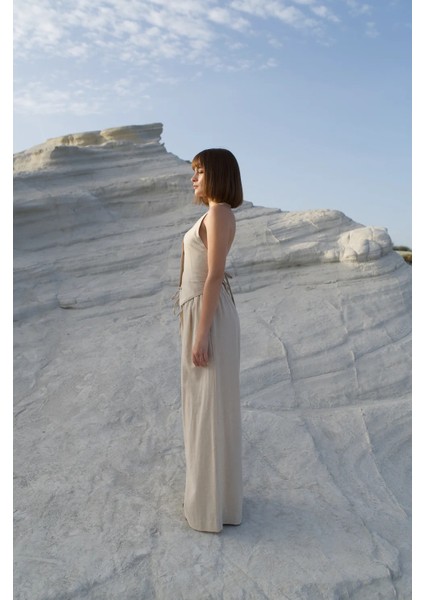 Keten Yüksek Bel Pantolon fiyatları