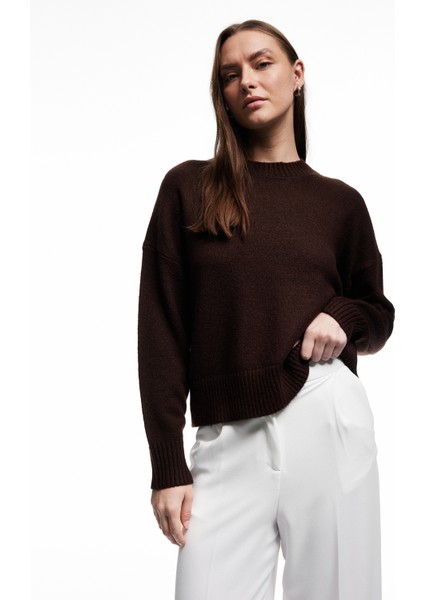 Uzun Kollu Bisiklet Yaka Triko Basic Kazak