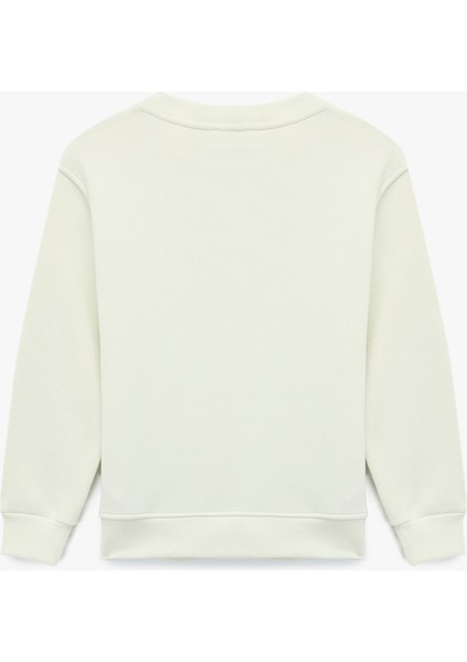 Şardonlu Uzun Kollu Bisiklet Yaka Baskılı Sweatshirt fiyatları