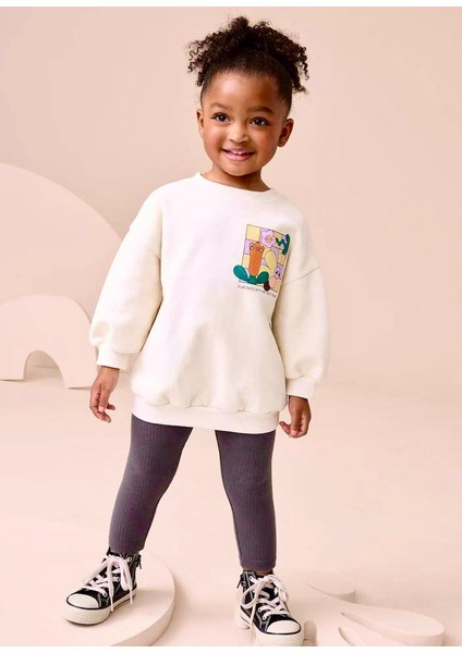 Kız Çocuk Baskılı Fitilli Taytlı Alt Üst Takım fiyatları