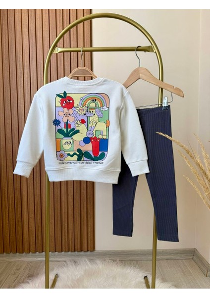 Kız Çocuk Baskılı Fitilli Taytlı Alt Üst Takım modelleri