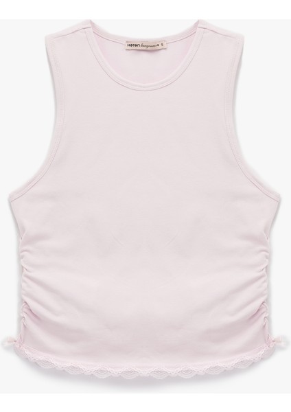 Bisiklet Yaka Dantel Detaylı Kolsuz Pijama Üstü