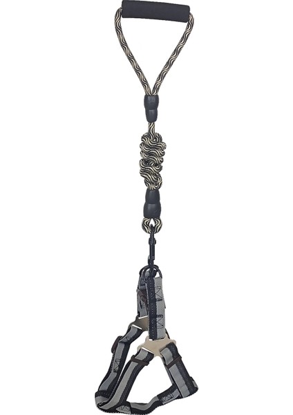 Köpek Göğüs Tasma Seti Dalga Desenli 2.5 Cm*50-72 cm Siyah-Beyaz fiyatları