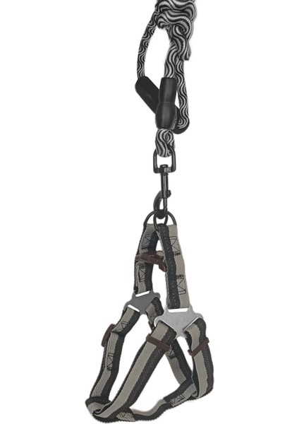 Köpek Göğüs Tasma Seti Dalga Desenli 2.5 Cm*50-72 cm Siyah-Beyaz modelleri