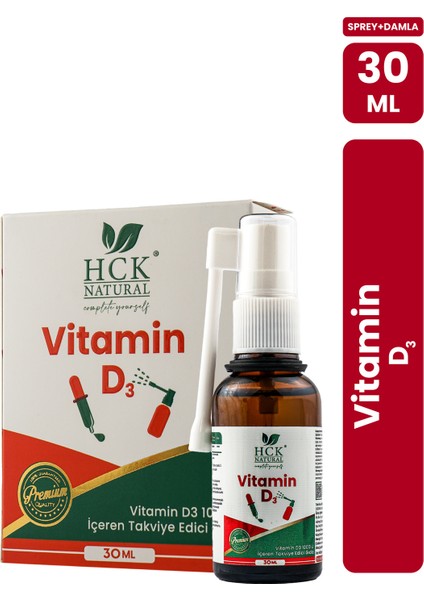 Vitamin D3 Sprey+Damla Içeren Gıda Takviyesi 30ML