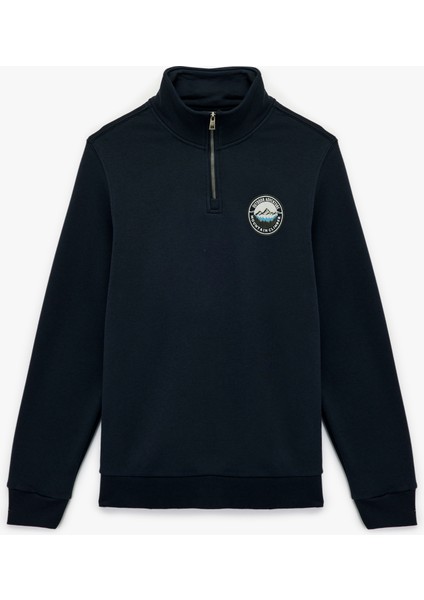 Şardonlu Uzun Kollu Baskılı Yarım Fermuarlı Sweatshirt modelleri